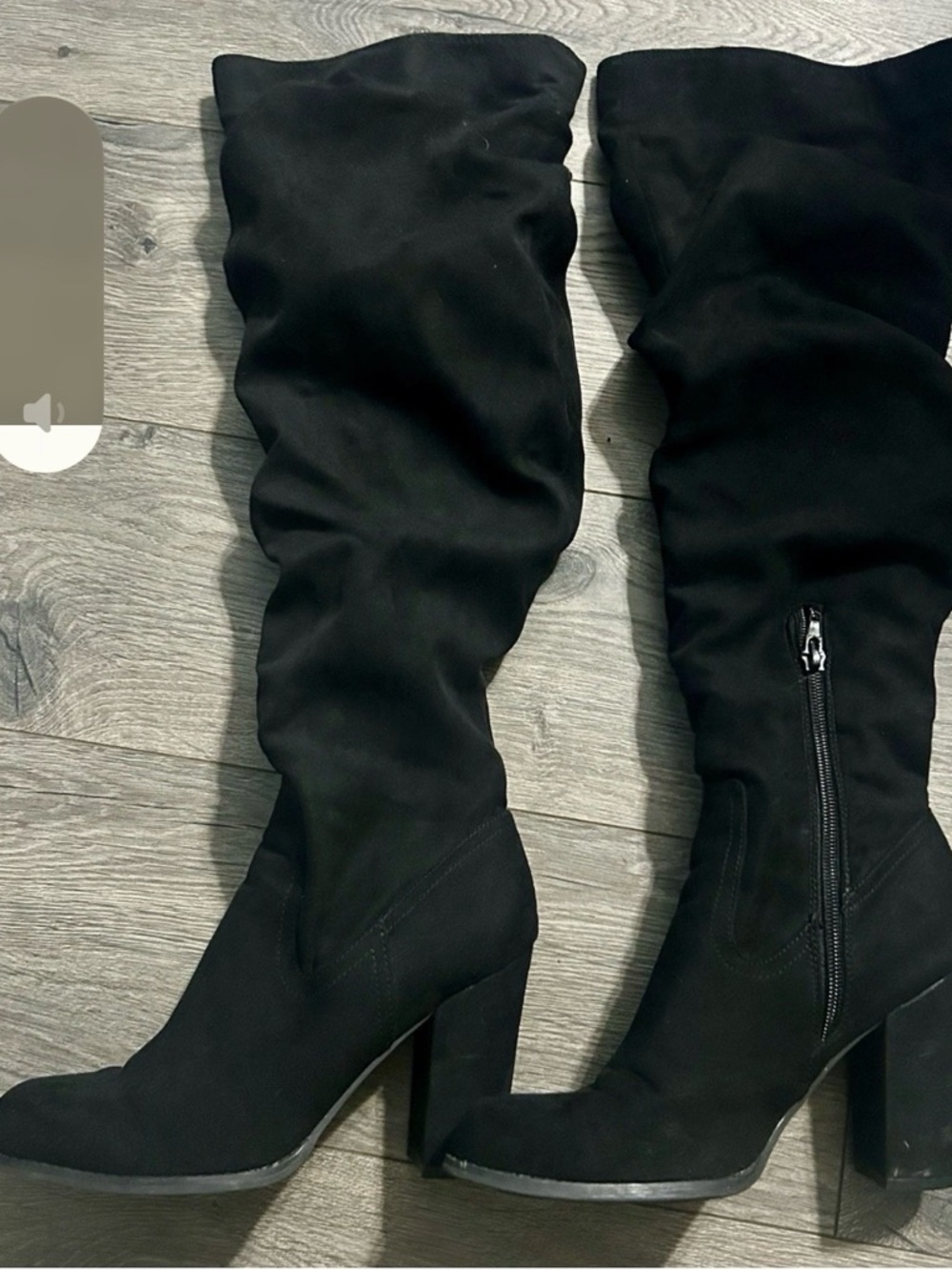 Madden Girl Black Knee-High Slouchy Block Heel Boots